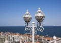 Lightpost on top of the Jewish Elevator, with Buildings of Izmir along the Gulf of Izmir