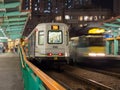 Lightrail and beautiful station in Tin Shui Wai at night