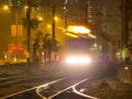 Lightrail and beautiful station in Tin Shui Wai at night