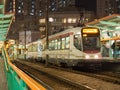 Lightrail and beautiful station in Tin Shui Wai at night