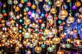 Lights against a black background in a random store create an abstract pattern- Bangkok, Thailand Royalty Free Stock Photo
