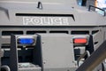 Lights on an armoured police vehicle