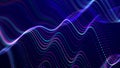Lights background. Colored music wave. Big data digital code. Futuristic dots Illustration. 3D Royalty Free Stock Photo