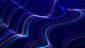 Lights background. Colored music wave. Big data digital code. Futuristic dots Illustration. 3D Royalty Free Stock Photo