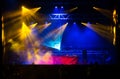 Lights beams on stage at Summer Night Festival. Royalty Free Stock Photo