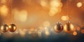 Lights and blue background with christmas baubles, bokeh effect and copy space. Christmas background Royalty Free Stock Photo