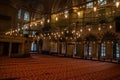 Lights blue mosque interior, istanbul, turket, 2017 Royalty Free Stock Photo