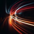 Lights of cars with night. Long exposure Royalty Free Stock Photo