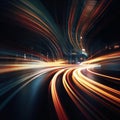 Lights of cars with night. Long exposure Royalty Free Stock Photo