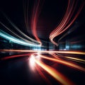 Lights of cars with night. Long exposure Royalty Free Stock Photo