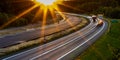 Lights of cars with night. long exposure Royalty Free Stock Photo