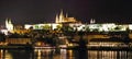 Night view of Castle on Vltava River, Prague, Czech Republic Royalty Free Stock Photo