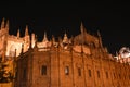 The lights of the cathedral in the city center in Seville Royalty Free Stock Photo