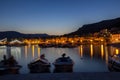 Lights on city Baska,with sea and ships, long exposure, Croatia Royalty Free Stock Photo