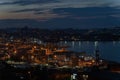 Lights at the commercial seaport of Vladivostok, the largest year-round port in the Russian Far East.