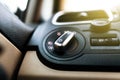 Lights control dial in a car Royalty Free Stock Photo