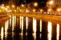 Lights on Dambovita River, Bucharest, Romania Royalty Free Stock Photo