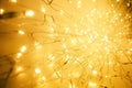 Lights Garland, Abstract Blurred Led Light, Yellow Lighting Bokeh Perspective as Explosion Rays