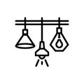 Black line icon for Lights, lamps and electric