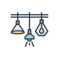 Color illustration icon for Lights, lamps and hanging
