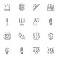 Lights, lamp line icons set