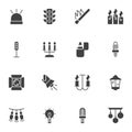 Lights, lamp vector icons set