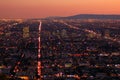 The lights of Los Angeles glow under a sunset sky Royalty Free Stock Photo