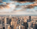 Lights of Manhattan at night, aerial view of New York City Royalty Free Stock Photo