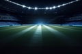 lights at night in a big modern football stadium Generative AI