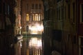 The lights of the night on the canal in beautiful Venice Royalty Free Stock Photo