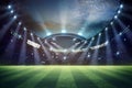 Lights at night and football stadium 3d rendering. Royalty Free Stock Photo