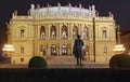 Lights of the night in Prague. Landmark attraction: Rudolfinum - Czech Republic