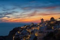 Lights of Oia village at night. Royalty Free Stock Photo