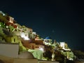 Lights of Oia village at night in Santorini Royalty Free Stock Photo