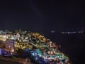 Lights of Oia village at night in Santorini Royalty Free Stock Photo