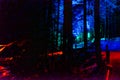 Vallea Lumina, the multimedia, interactive, outdoor night walk near Whistler, BC Royalty Free Stock Photo