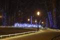 Lights in the park at night Royalty Free Stock Photo