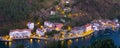 Lights in the port of Pasai Donibane at dusk Royalty Free Stock Photo