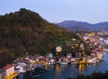 Lights in the port of Pasai Donibane at dusk Royalty Free Stock Photo