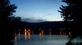 Lights Reflecting on Prestine Lake Besek in Connecticut USA Royalty Free Stock Photo