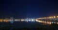 Lights of Right bank of Dnepropetrovsk in the night Royalty Free Stock Photo
