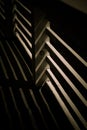 The lights shadows on the railing timber Royalty Free Stock Photo