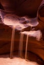 Lights and shadows and sand waterfall in Upper Antelope Slot Canyon, Arizona Royalty Free Stock Photo