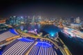 Lights show at downtown Singapore city in Marina Bay area. Royalty Free Stock Photo