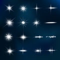 Lights sparkles isolated. Vector illustration of glowing lens flares and sparks