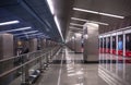 Lights, steel and perspective lines of a modern metro station in Moscow