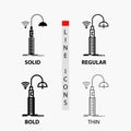 lights, street, wifi, smart, technology Icon in Thin, Regular, Bold Line and Glyph Style. Vector illustration