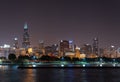 Lights of summer night Chicago Downtown skyline Royalty Free Stock Photo