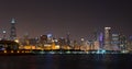 Lights of summer night Chicago Downtown skyline Royalty Free Stock Photo