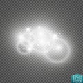 Lights on transparent background. Vector white glitter wave abstract illustration. White star dust trail sparkling Royalty Free Stock Photo